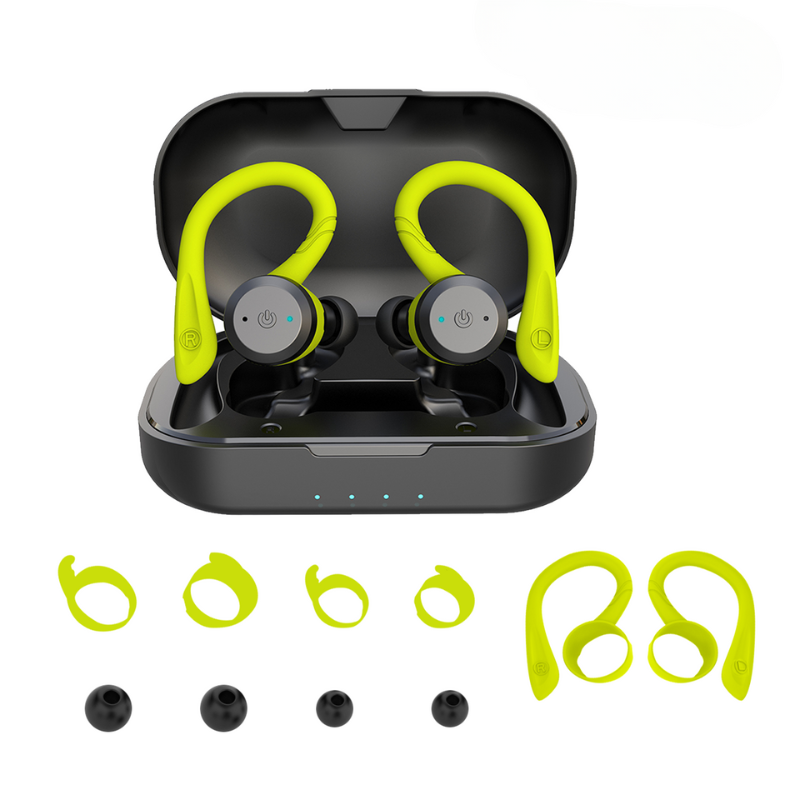 Geniet 20 uur draadloos van muziek met deze waterdichte Bluetooth sportoordopjes voor elke training.