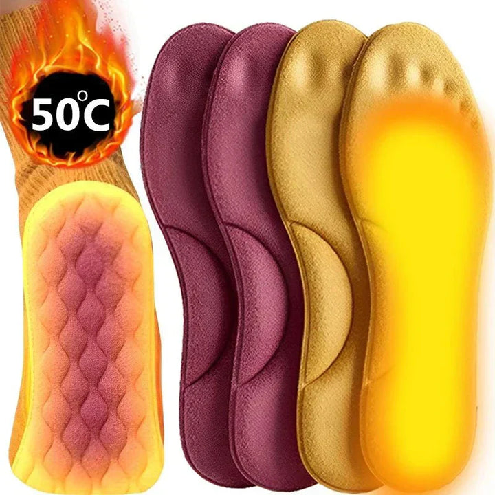 Comfortabele zelfverwarmende inlegzolen met geheugenschuim voor warme voeten in winterschoenen.
