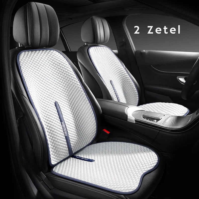 Verkoelend en ademend universeel autozitkussen; ijszijde antislip voor zomercomfort en stoelbescherming.