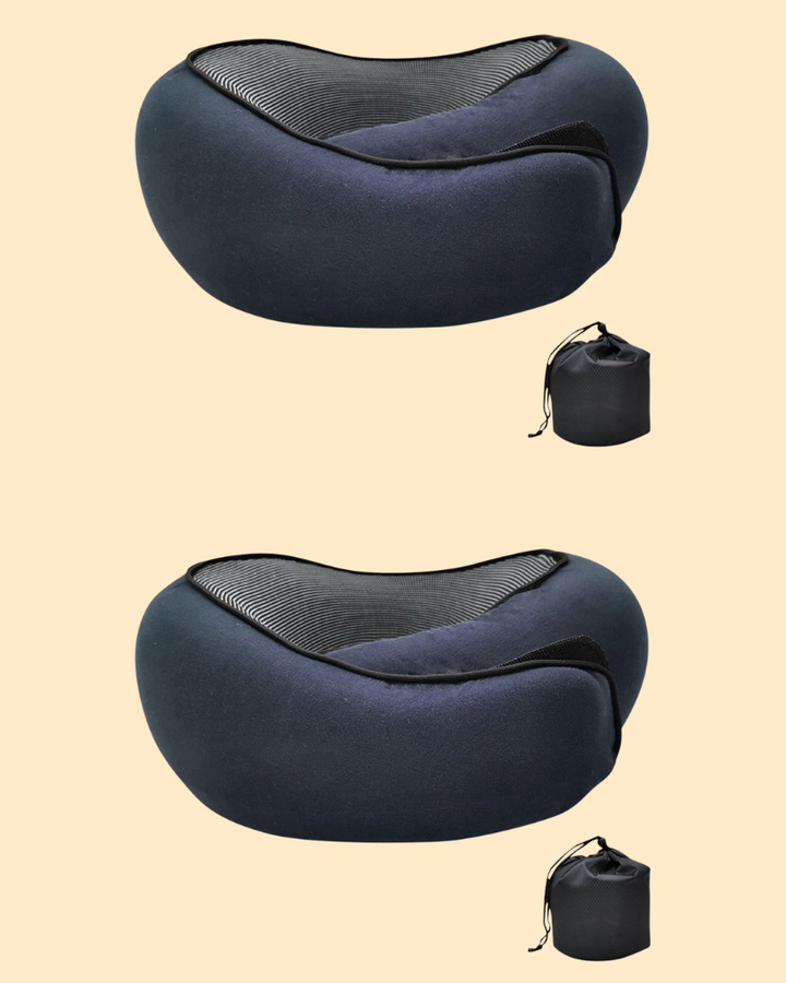 Lichtgewicht traagschuim reiskussen, perfect reisaccessoire voor ontspannen vliegen en autorijden.