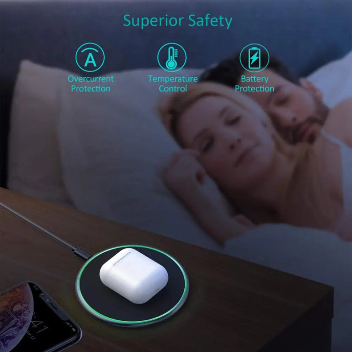 Snelle 30W universele draadloze oplaadpad, geoptimaliseerd voor iPhone, Samsung en Android apparaten.