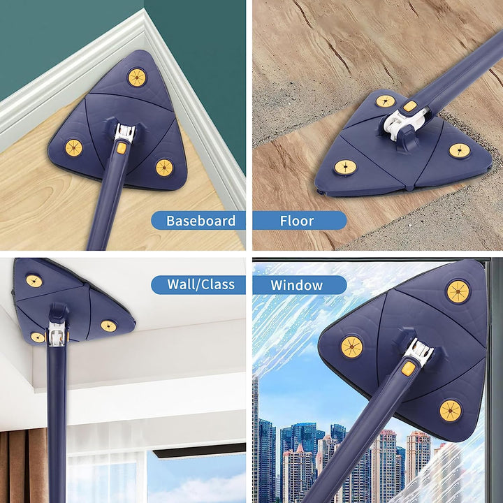 Ergonomische microvezel dweil met 360° draaifunctie voor snelle en efficiënte vloerreiniging zonder strepen.