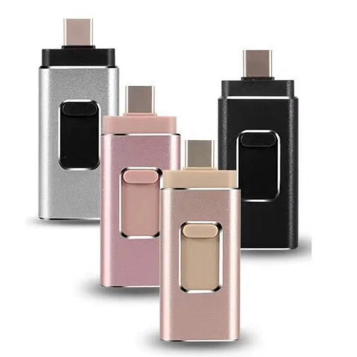 Universele 4-in-1 DataFlex flashdrive voor iPhone, Android, laptop en tablet. Veilige data opslag & overdracht.