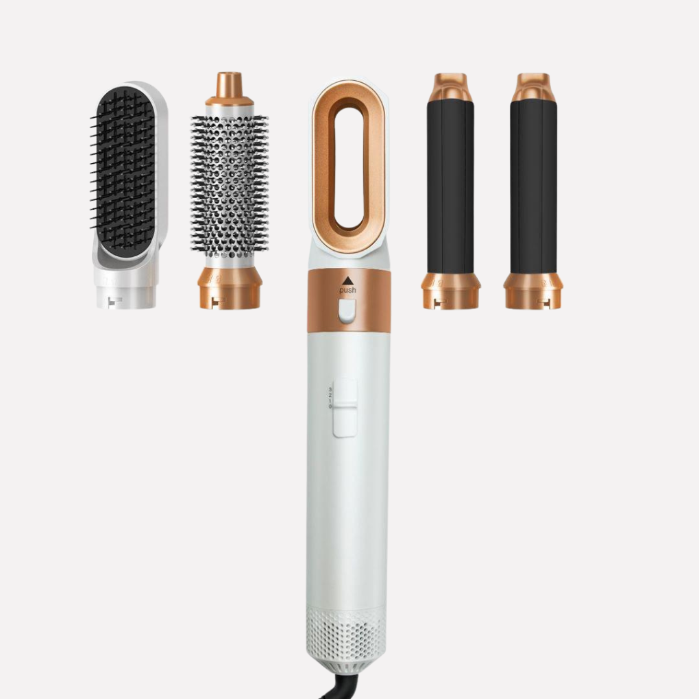 Universele 5-in-1 haarstyler voor krullen, steilen, volume en drogen. Ideaal voor veelzijdige haarstyling.