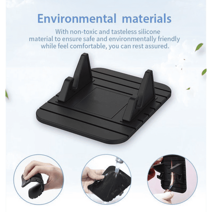 Draagbare anti-slip auto telefoonhouder van siliconen voor veilig handsfree navigeren met elke smartphone.
