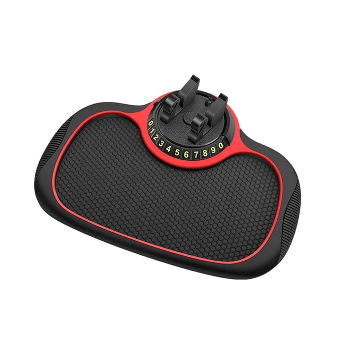 Handige auto-organizer met antislip dashboard telefoonhouder en opbergruimte voor accessoires.