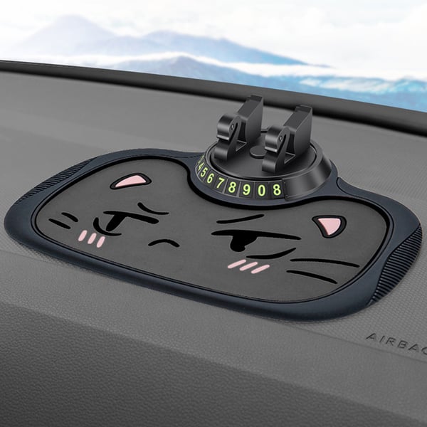 Veilige universele antislip telefoonhouder voor auto dashboard, inclusief parkeernummer en opslag.