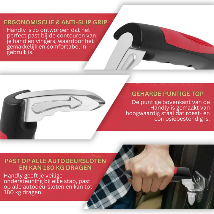 Instaphulp voor ouderen en personen met gewrichtsproblemen. Universele autohandgreep verhoogt mobiliteit en veiligheid.