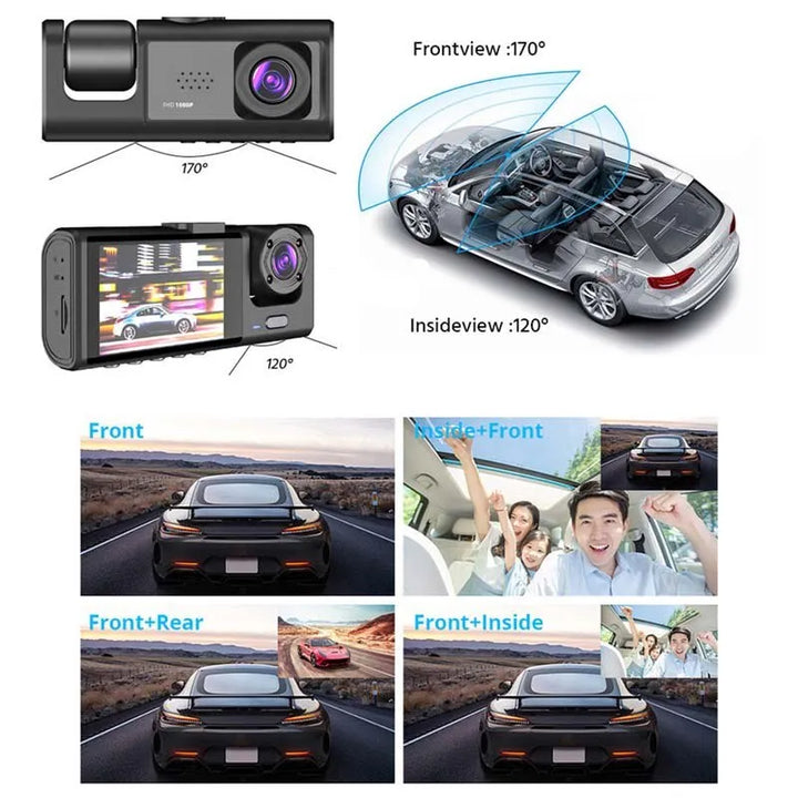 Dashcam aan het dashboard van een auto, klaar voor het vastleggen van rijveiligheid beelden.