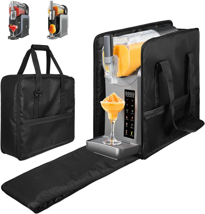 Zwarte draagtas Veylora voor drankmaker, toont stevig ontwerp en handig ritsvak voor accessoires.