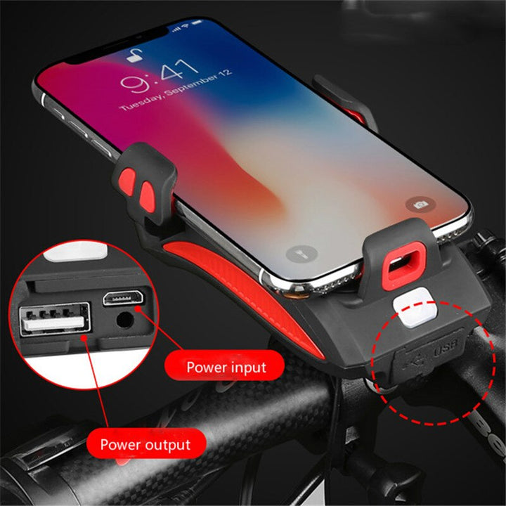 Fiets stuurhouder voor smartphone met powerbank; laad je telefoon op tijdens het navigeren op de fiets.