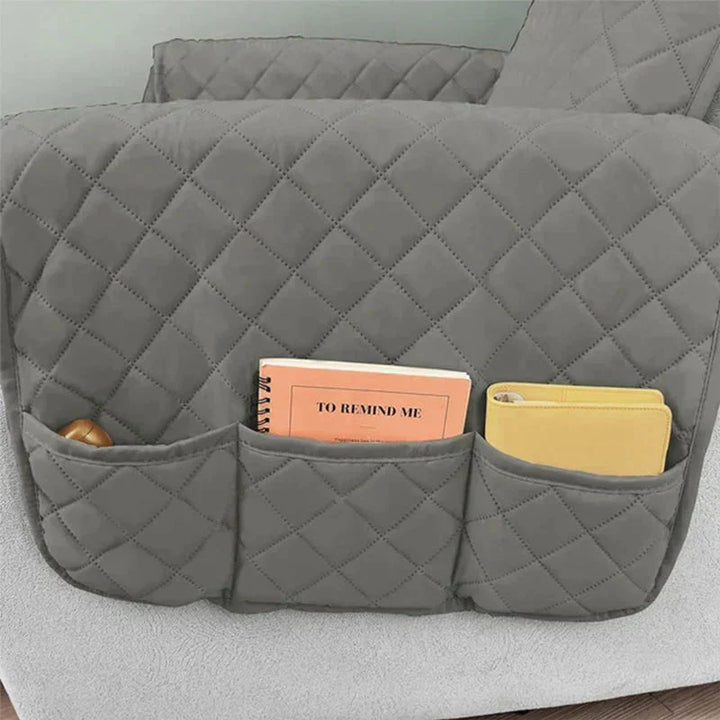 Close-up van de zachte stof van de universele fauteuilhoes, hoge kwaliteit en comfort.