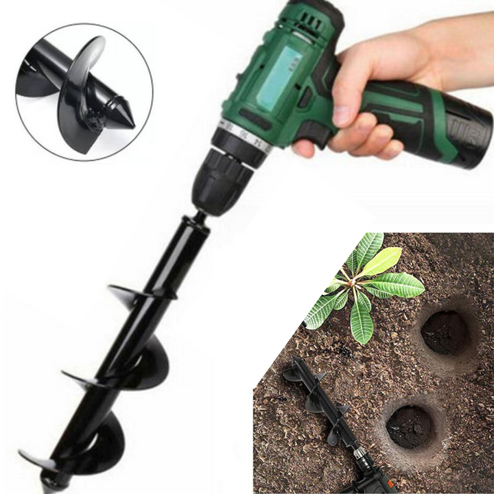 Universele grondboor voor boormachine; maakt moeiteloos planten en zaaien in de tuin mogelijk. Efficiënt tuingereedschap.
