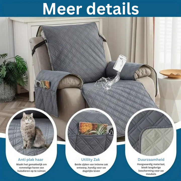 Elastische relaxfauteuilhoes van polyester-spandex, waterafstotend voor optimale interieur bescherming.