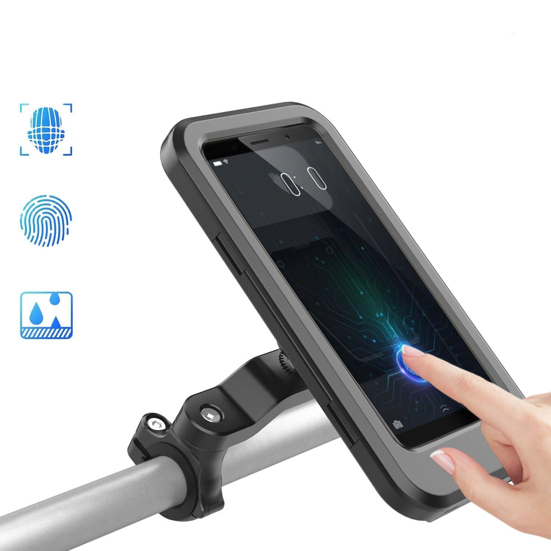 Universele waterdichte telefoonhouder voor fiets, e-bike met draadloos opladen & USB. Stevige stuurhouder voor navigatie.