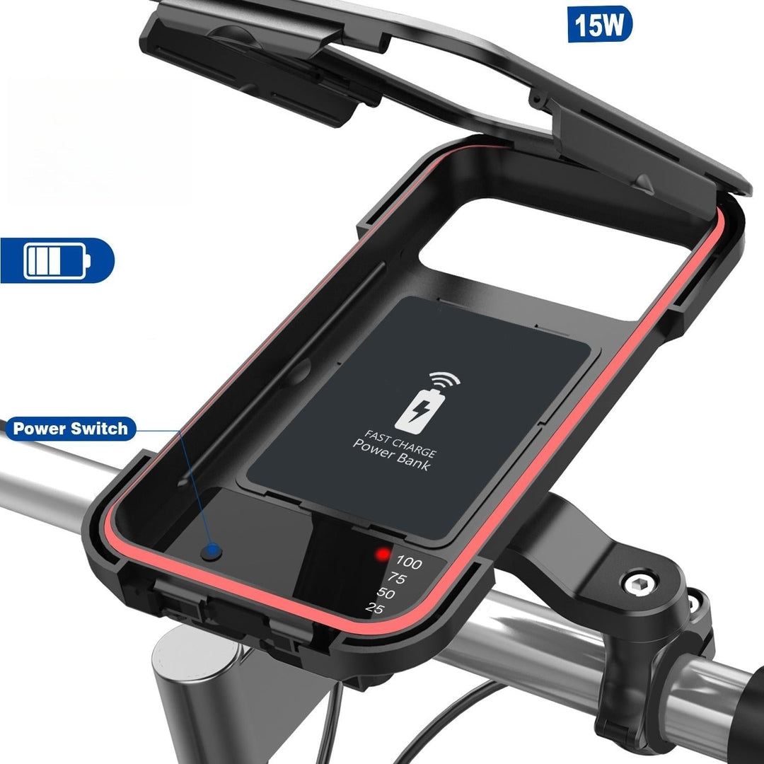 Premium waterdichte fiets telefoonhouder met draadloos opladen. Veilige navigatiehouder voor elke rit op je e-bike.