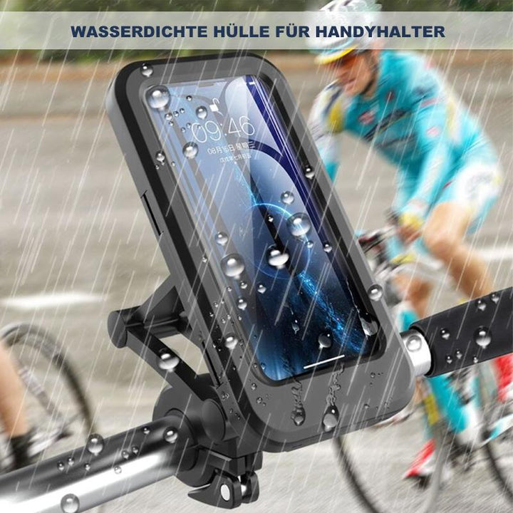 Eenvoudig te monteren waterdichte telefoonhouder voor stuur. Met draadloos opladen & USB-C voor je telefoon. Fietsaccessoire.