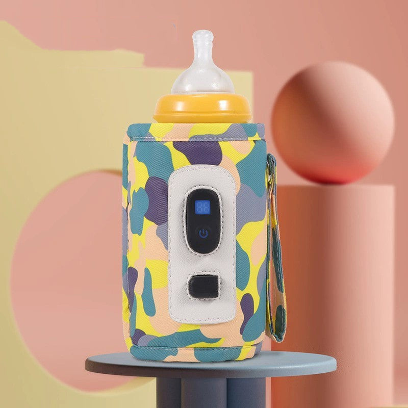 USB draagbare flessenwarmer met display; ideaal voor babyvoeding onderweg. Snelle temperatuurregeling.