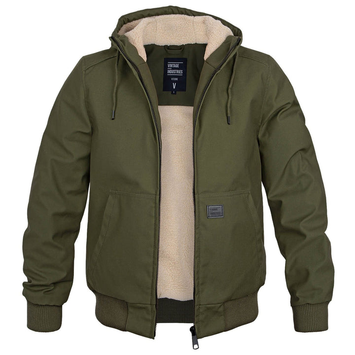 Moderne zwarte heren winterjas, warm en winddicht, voor een stijlvolle en comfortabele casual look.