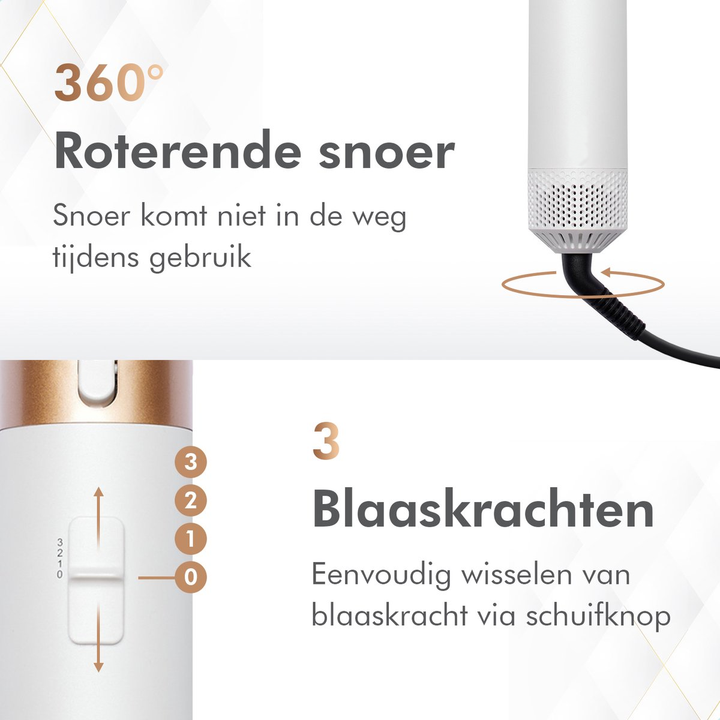 Krachtige 4-in-1 haarstyler voor snel drogen en extra volume. Perfecte föhn- en stylingtool voor dames haar.