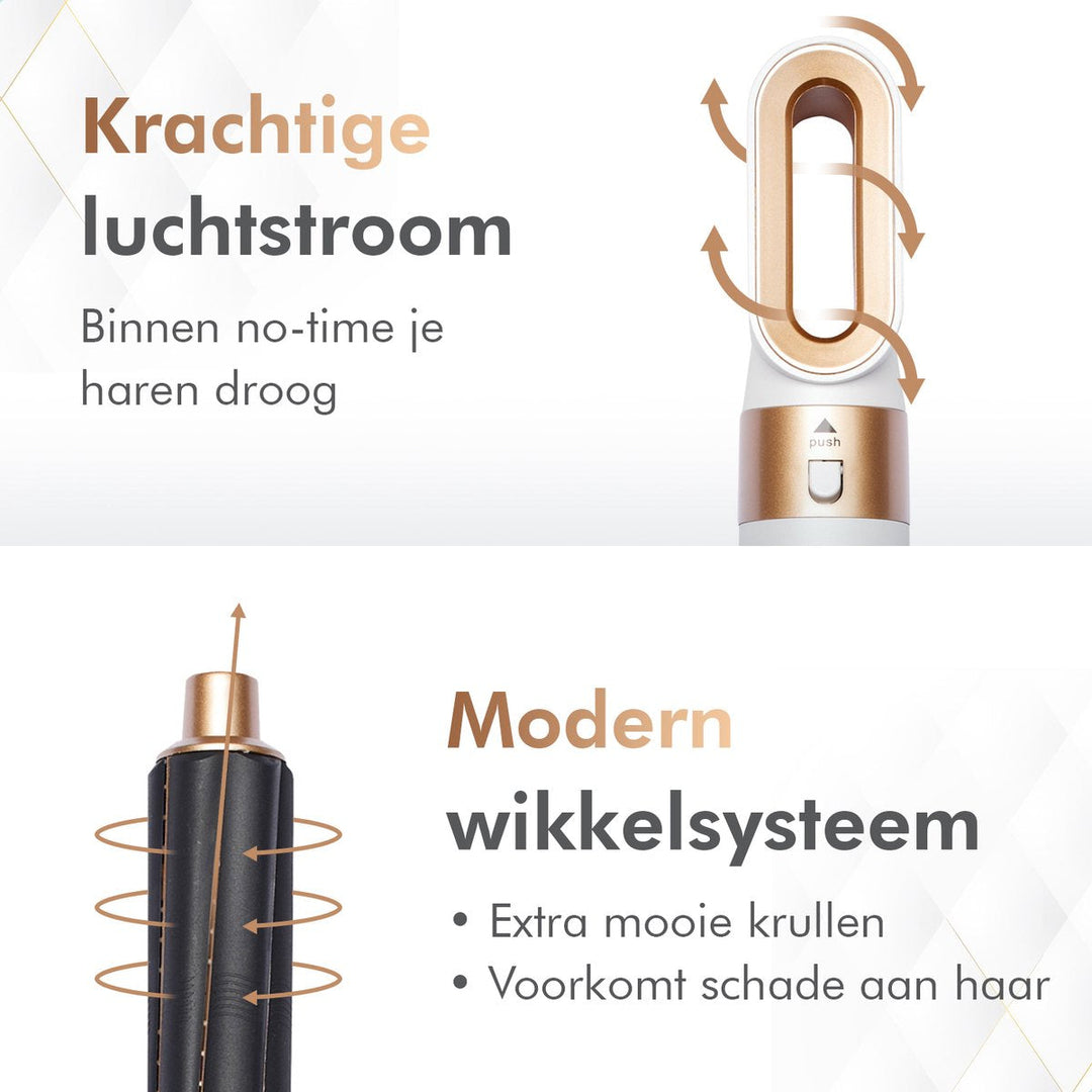 Ergonomische 4-in-1 haarstyler voor dames, voor drogen, krullen, stijlen en volume. Efficiënte haarverzorging.