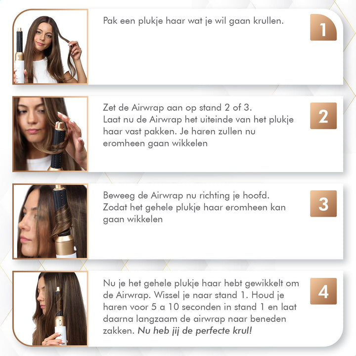 De ultieme 4-in-1 haarstyler: föhn, krultang, stijltang en volumeborstel in één. Compleet voor dames styling.