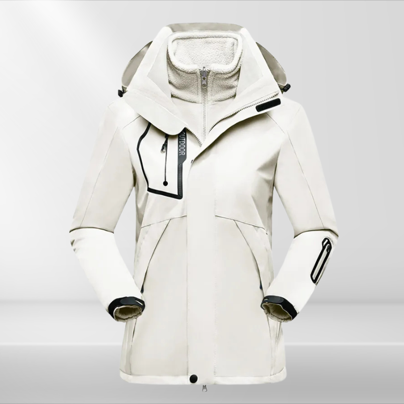 Stijlvolle damesjas Romy, te dragen als waterdichte buitenjas, warme fleece jas of gecombineerde 3-in-1 jas.