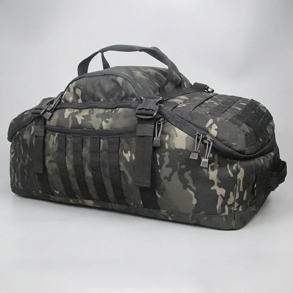 Duffel rugzak met Molle, te dragen als rugzak, schoudertas of reistas. Ideaal voor veelzijdige reizen.
