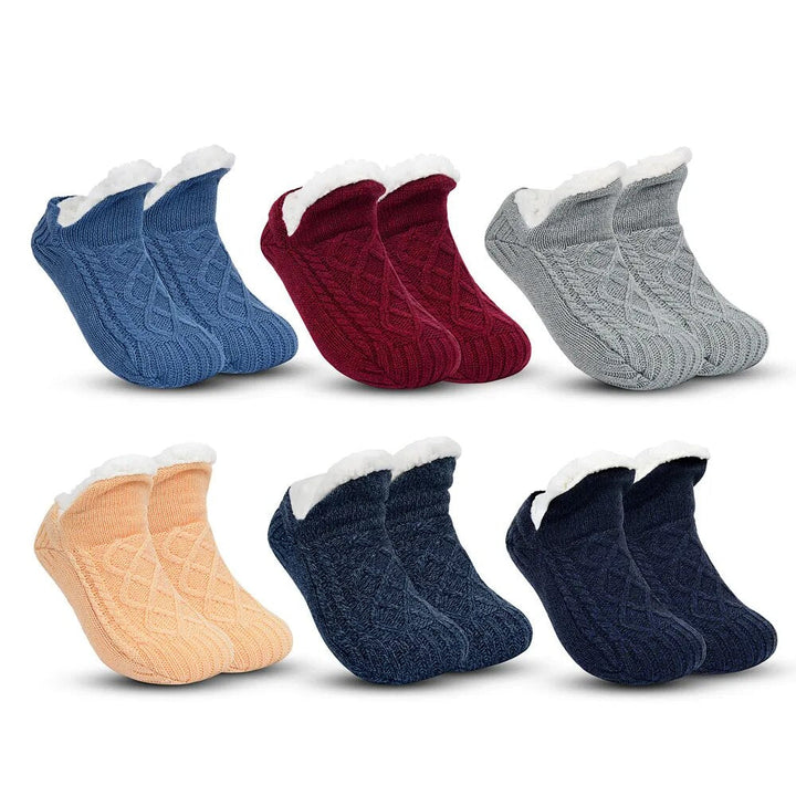 Verdikte kasjmier CozySteps pantoffels voor dames en heren, ideaal voor warme voeten thuis.