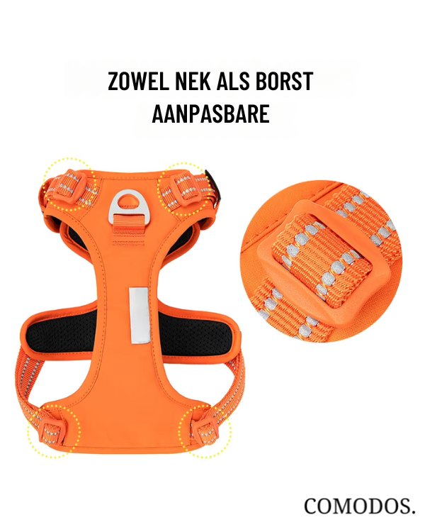 Comfortabel no-pull hondenharnas met verstelbare banden voor de perfecte pasvorm.
