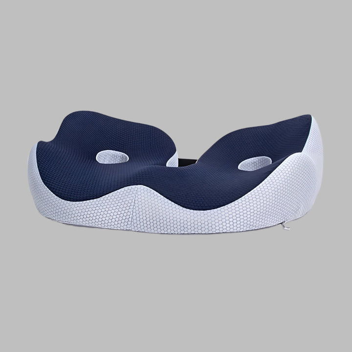 Verstelbaar traagschuim zitkussen voor ergonomische houding en optimaal zitcomfort, ideaal tegen rugpijn.