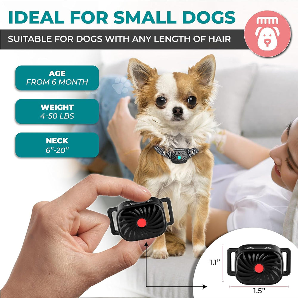 Waterdichte anti-blafhalsband voor puppy's. Zachte vibratie helpt bij blafcontrole training voor kleine honden.