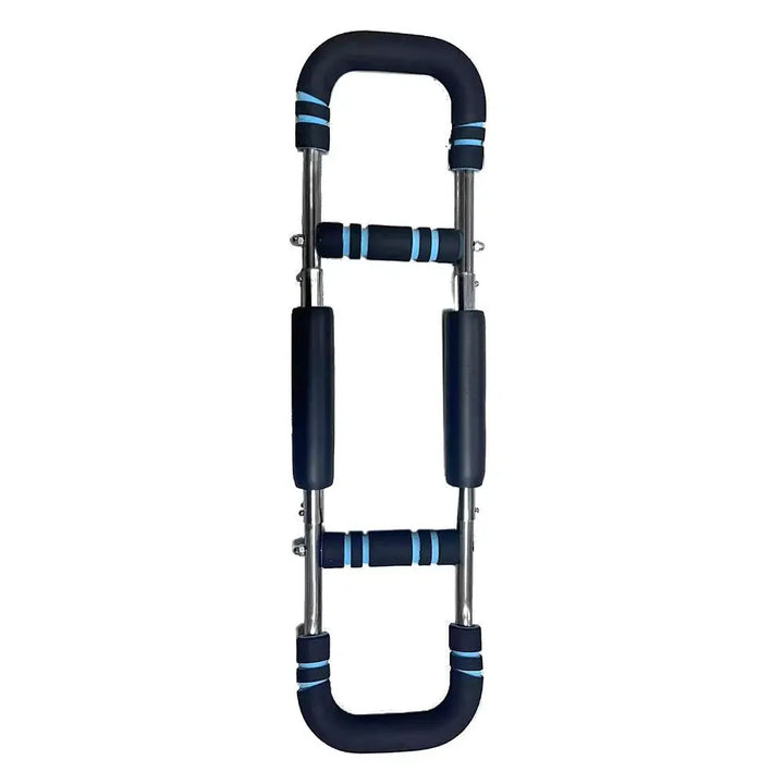 Verstelbare Twister Arm Trainer voor schouderkracht en borstspanning. Compact, draagbaar fitnessapparaat in zwart, blauw, roo