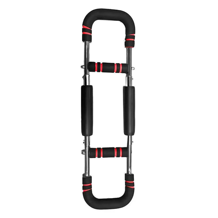 Verstelbare Twister Arm Trainer voor schouderkracht en borstspanning. Compact, draagbaar fitnessapparaat in zwart, blauw, roo