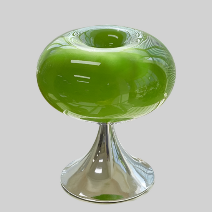 Stijlvolle vintage glazen tafellamp met appel design. Bauhaus stijl verlichting voor woonkamer en slaapkamer.