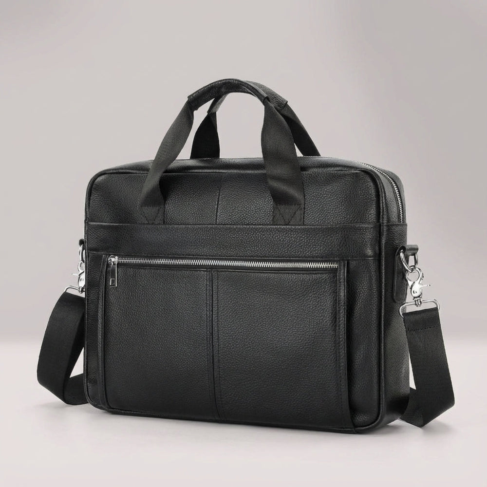 Zakelijke heren schoudertas van vintage rundleer, perfect als laptoptas of documententas voor kantoor en werk.