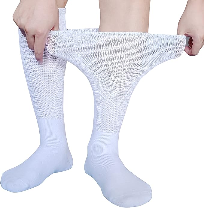 Zachte, naadloze VitalSox extra brede diabetische sokken, perfect voor gevoelige gezwollen voeten en lymfoedeem.