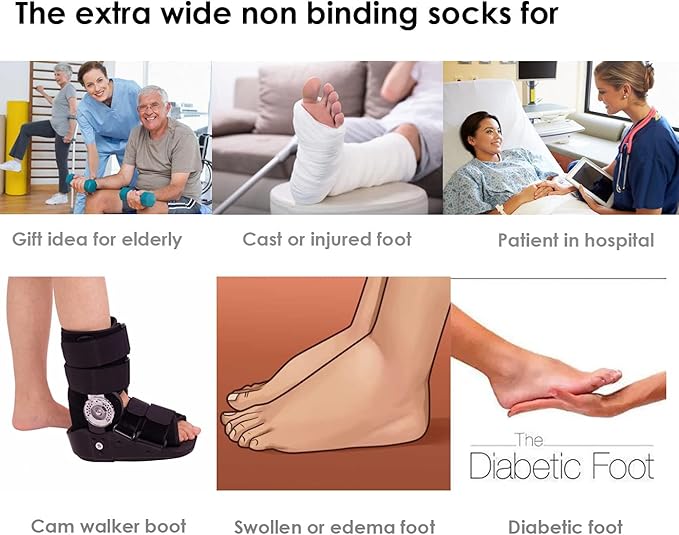 VitalSox comfort sokken voor lymfoedeem en gezwollen voeten; extra breed en drukverlichtend, medische kwaliteit.