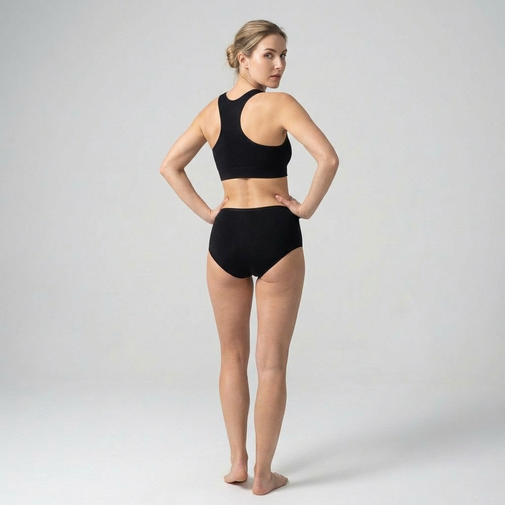 Zachte, ademende katoen-spandex damesondergoed set. Naadloze, vochtregulerende slips voor comfort.