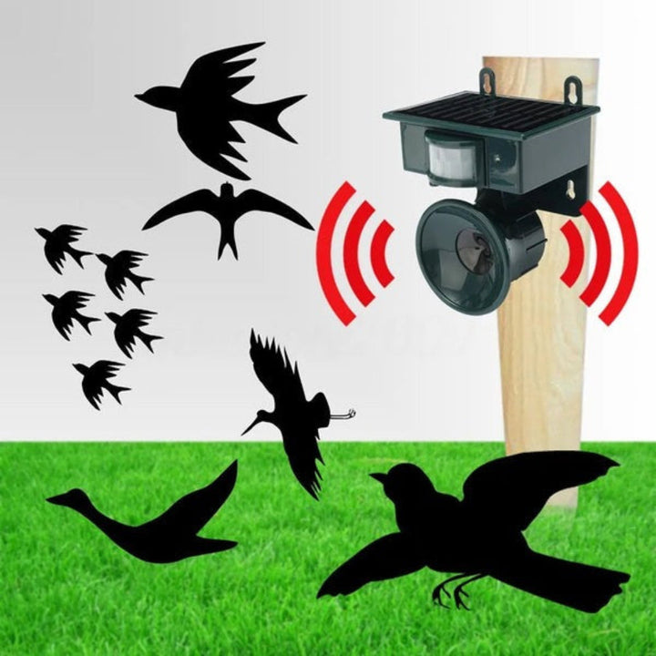 Buitenbescherming tegen vogels met deze vogelverjager. Ultrasoon, zonne-energie en bewegingssensor voor uw tuin.