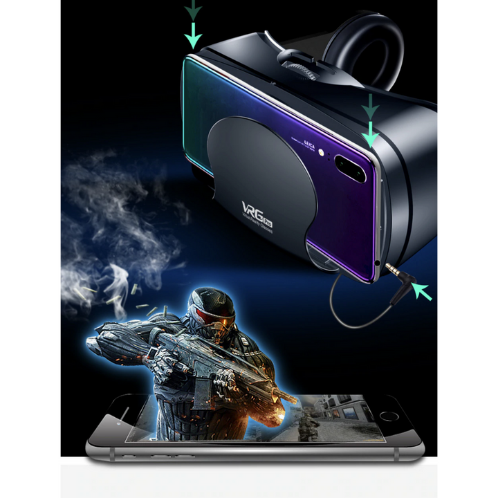 Ergonomische VR bril met verstelbare hoofdband en ingebouwde headset voor urenlang comfort.