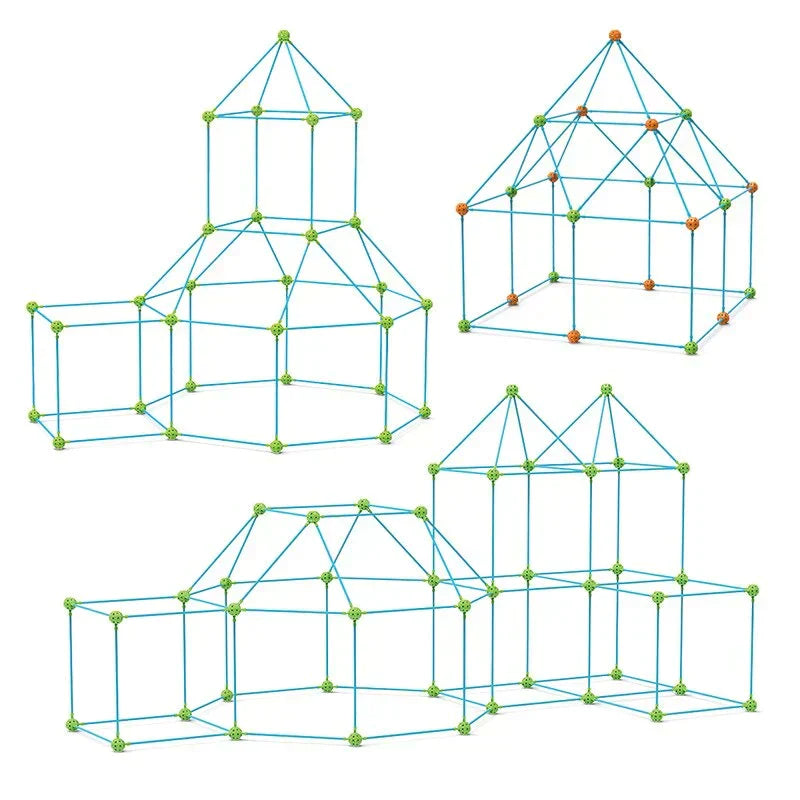Creatieve MALORIA speeltent bouwen in de woonkamer, perfect als binnenspeelgoed en stimuleert de fantasie van kinderen.