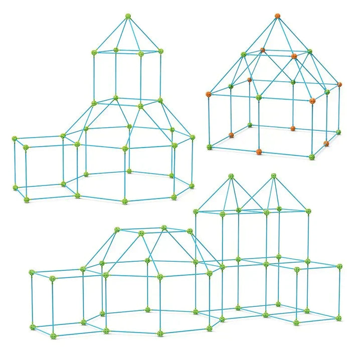 Creatieve MALORIA speeltent bouwen in de woonkamer, perfect als binnenspeelgoed en stimuleert de fantasie van kinderen.