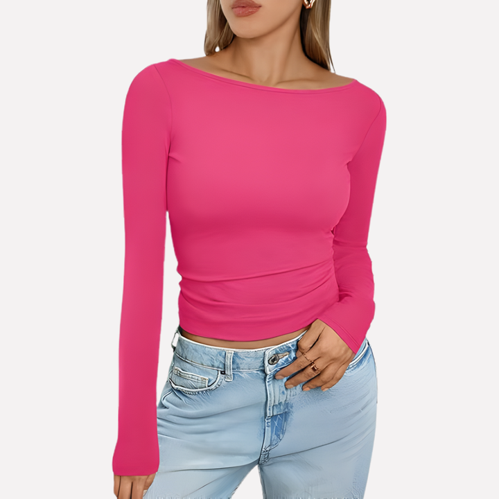 Zachte comfortabele boot hals top voor vrouwen met lange mouwen, ideaal voor laagjes.