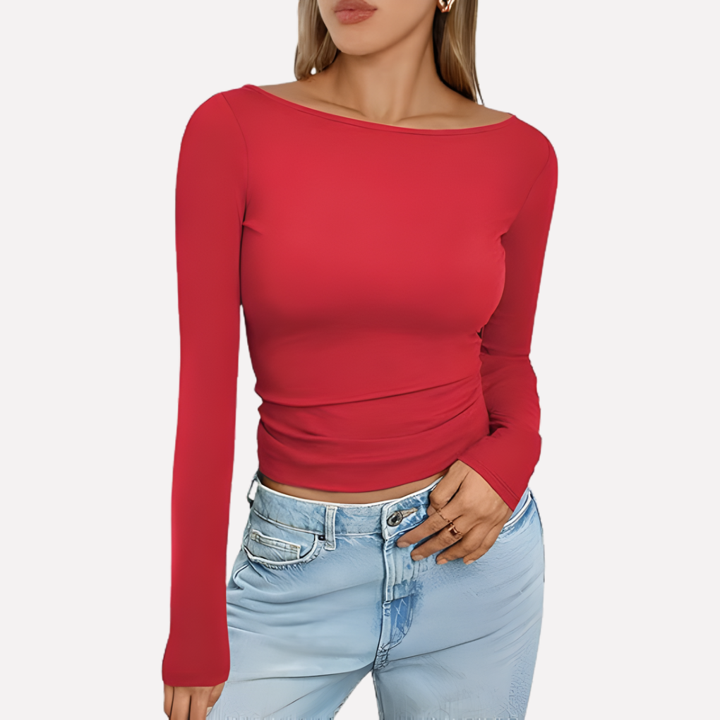Comfortabele boot hals top voor vrouwen met lange mouwen, ideale casual damesmode.