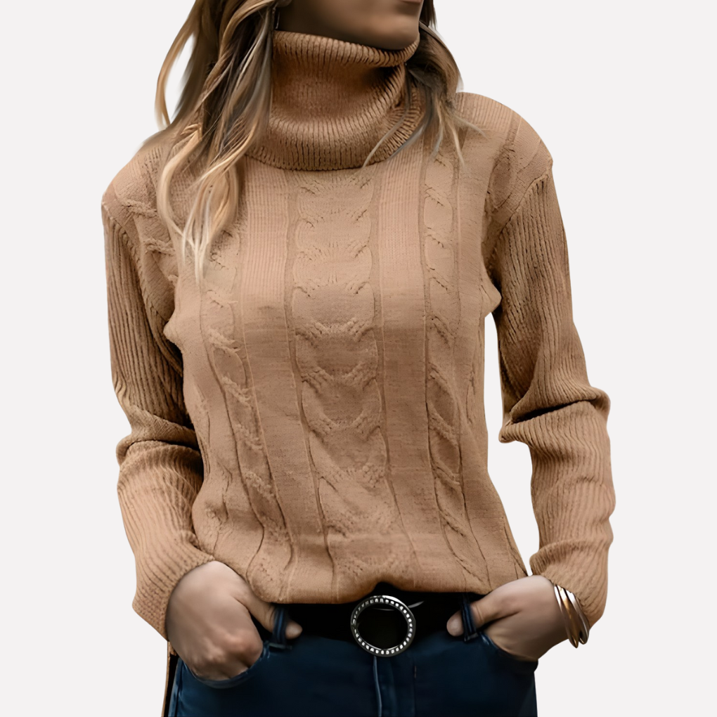Dames casual pullover, warme en relaxte turtleneck trui voor de koude maanden.