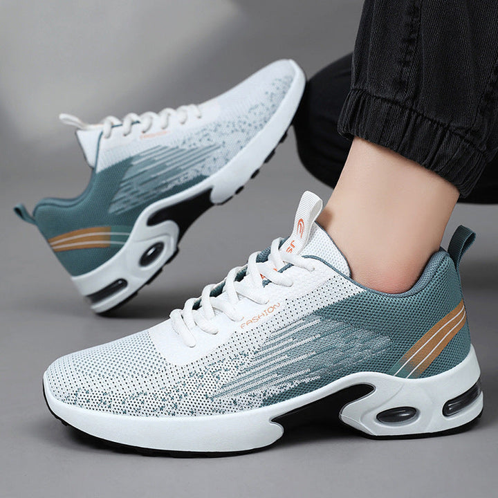 Orthopedische heren sneakers met ademend mesh en luchtdempende zool in groen-wit