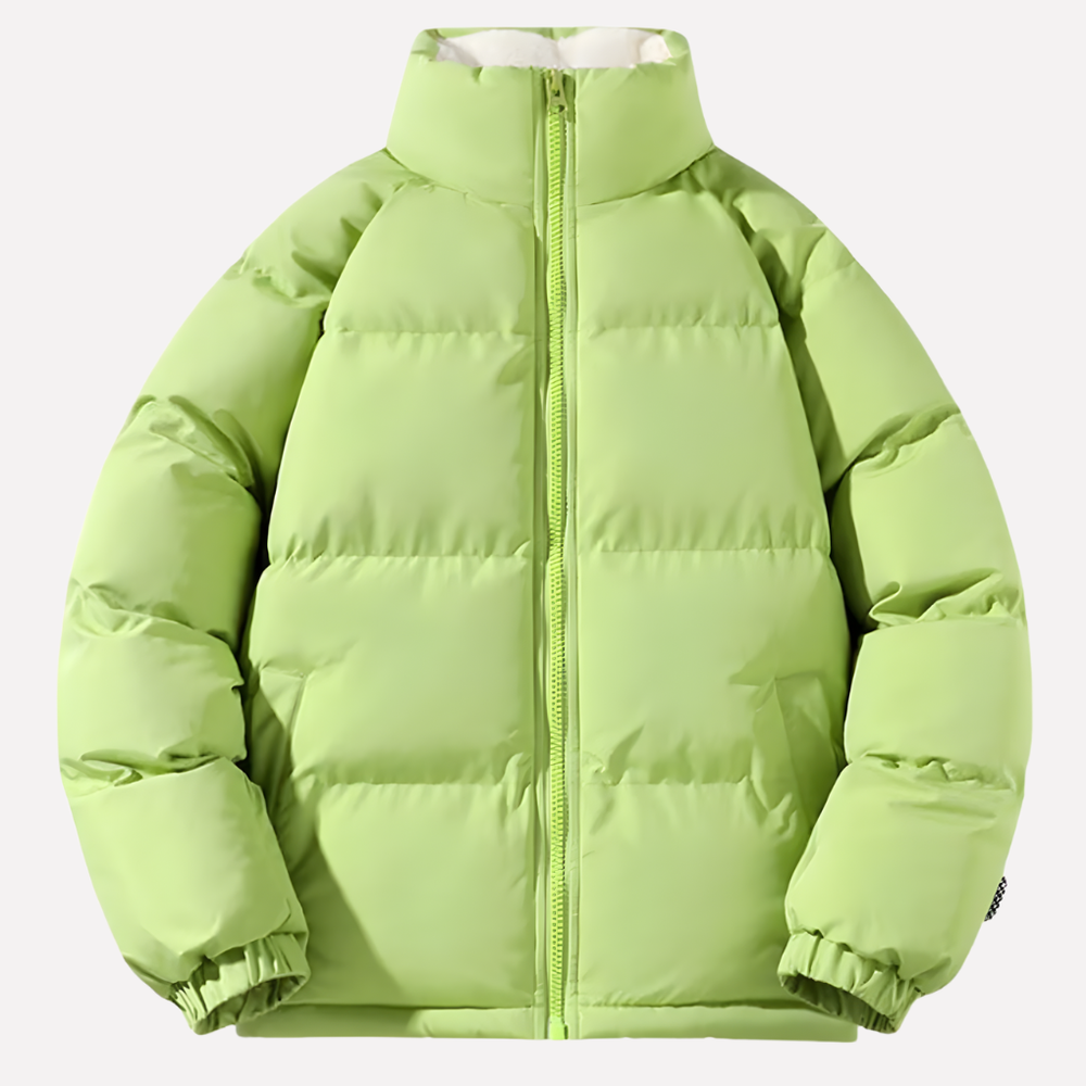 Stijlvol dames pufferjack met warme fleecevoering en capuchon, perfect als modieuze winterjas.
