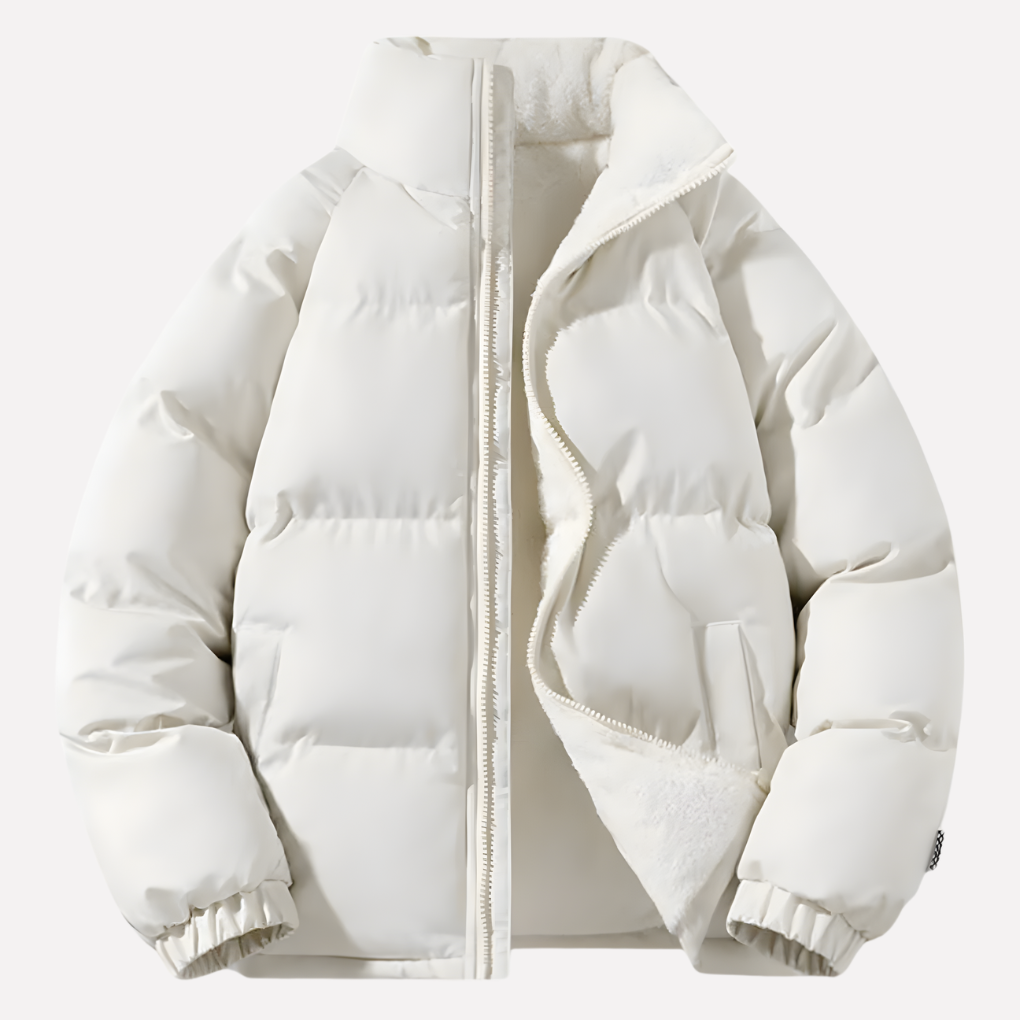 Modieus dames winterjack, een warm pufferjack met fleecevoering en capuchon voor koude dagen.