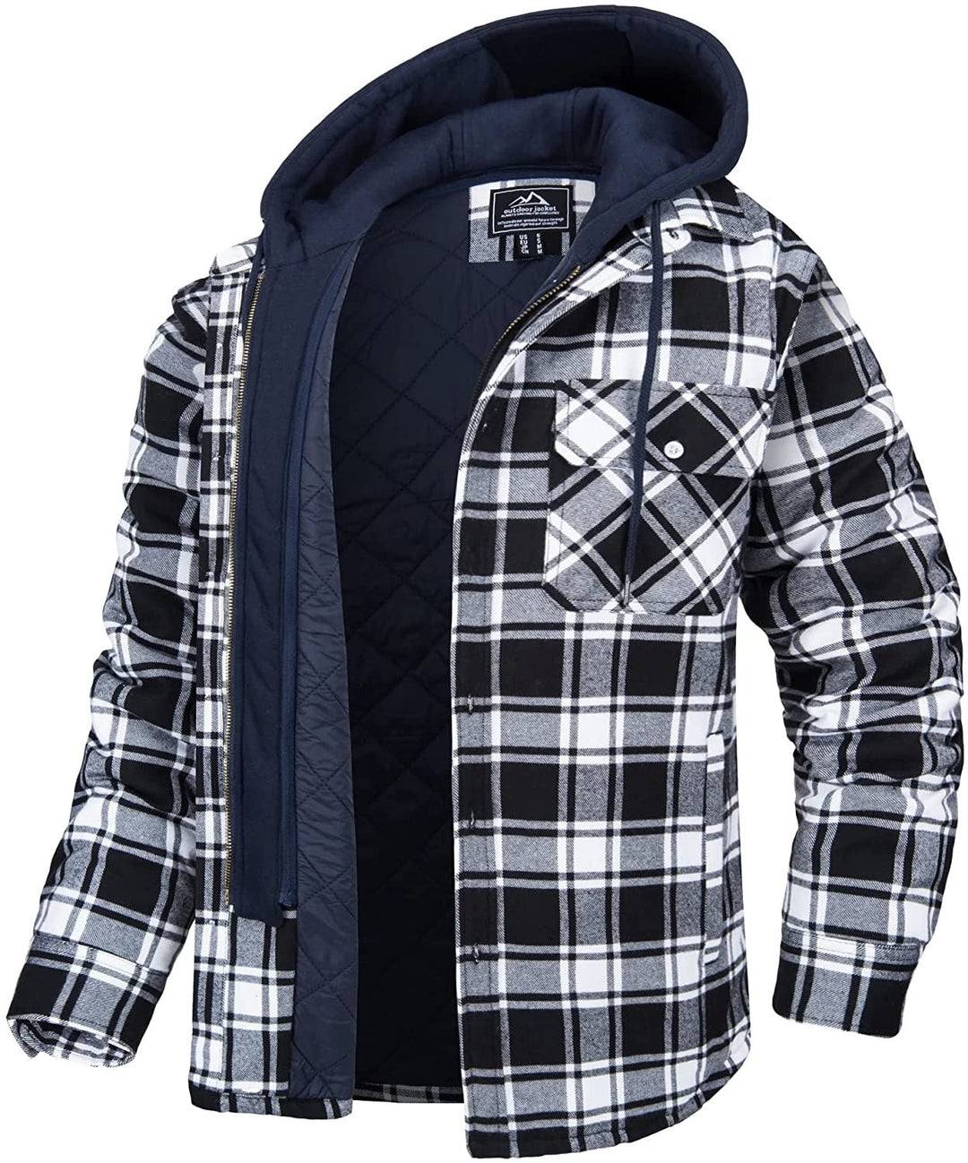 Warm geruit herenvest met capuchon en zachte voering; trendy plaid herenmode voor koude dagen.